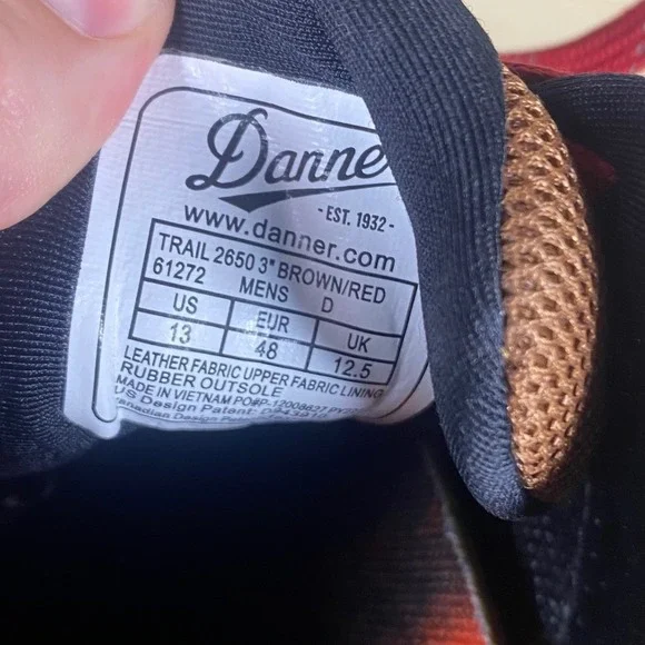 Danner Trail 2650 Mens Hiking Shoes Brown Red Vibram Low Top Size 13 - Picture 12 of 12